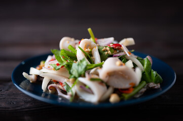 Thai Spicy Squid Salad in plate