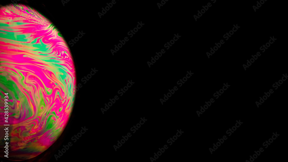 Sticker abstract background planet. globe planet earth in galaxy universe space with sun on black background
