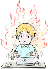 young man work hard with powerful