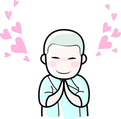 monk Pay with respect for peace and love character design