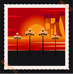 postcard warm sunset sunrise in the city in the reflection of the river