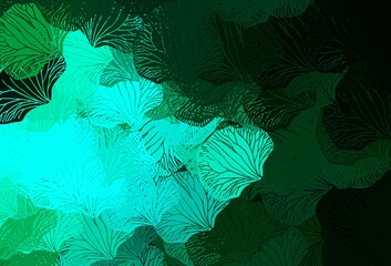 Fototapeta na wymiar Dark Green vector doodle pattern with leaves.