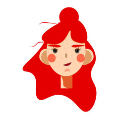 head of a girl character with red hair for flat animation