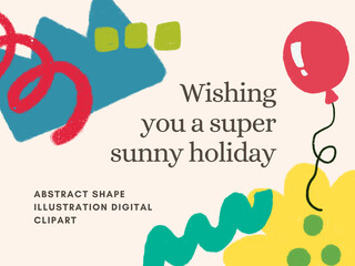 Abstract shape artistic colorful multicolor doodle cute design digital clipart  for holidays cards  greetings prints banners