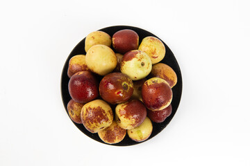 fresh chinese jujubes isolated on white background
