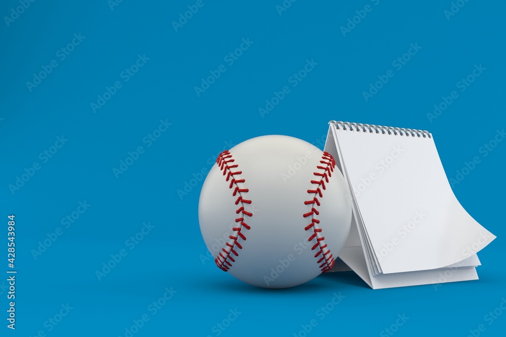 Poster baseball ball with blank calendar