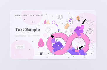 businesspeople analyzing financial data on infinity sign planning report market analysis accounting concept