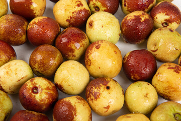fresh chinese jujubes isolated on white background