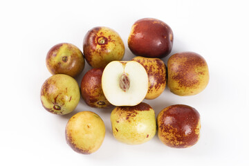 fresh chinese jujubes isolated on white background