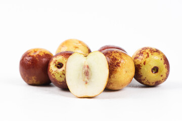fresh chinese jujubes isolated on white background