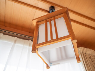 A small wooden frame light equipment in the traditional japanese style in the house