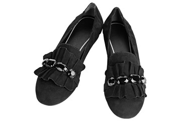 New suede female shoes isolated on white background.