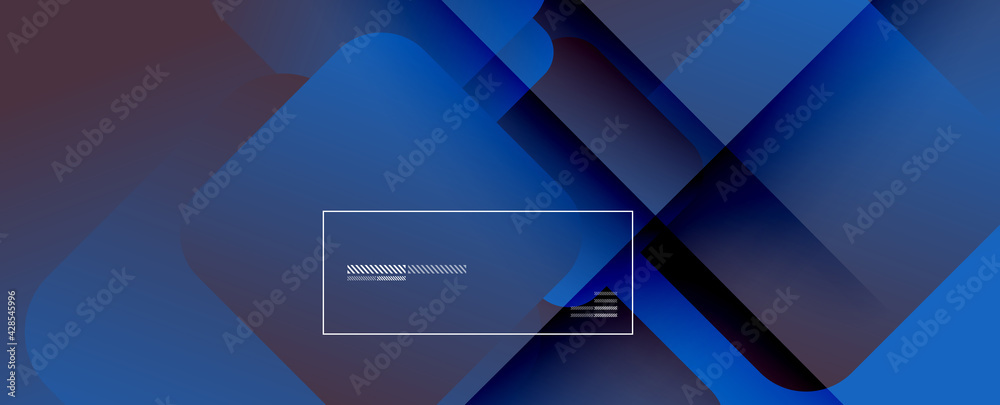 Poster Square shapes composition geometric abstract background. 3D shadow effects and fluid gradients. Modern overlapping forms