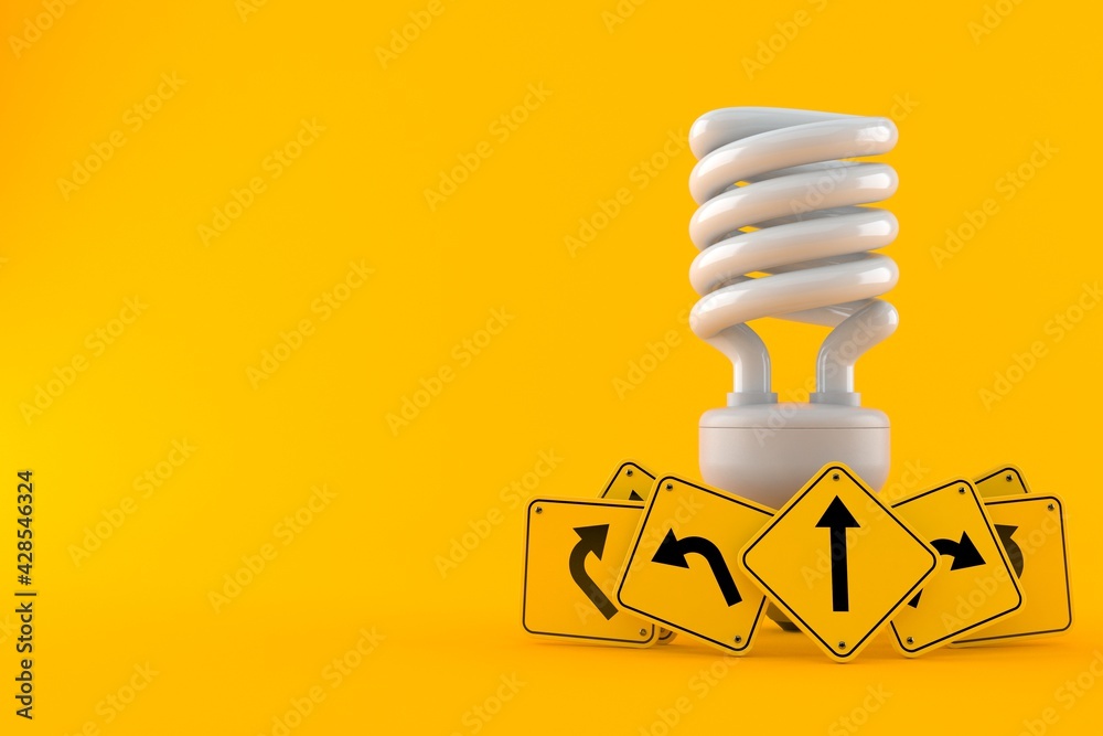 Poster light bulb with road signs