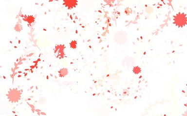 Light Red vector doodle template with flowers