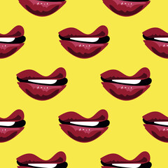 Set of lips, vector illustration, pattern, modern style