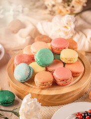 French macarons with different flavorful fillings