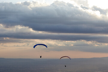 Paragliding in the sky