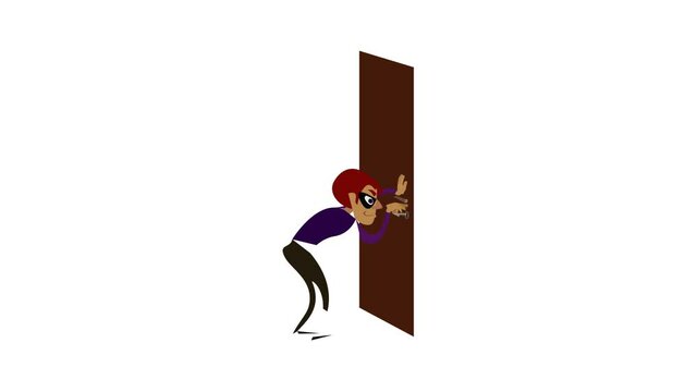 Burglar door icon animation