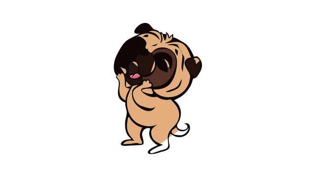 Cute smiling pug icon animation