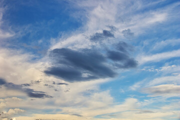 Beautiful cloudy sky bright blue sky with white clouds on a Sunny summer day