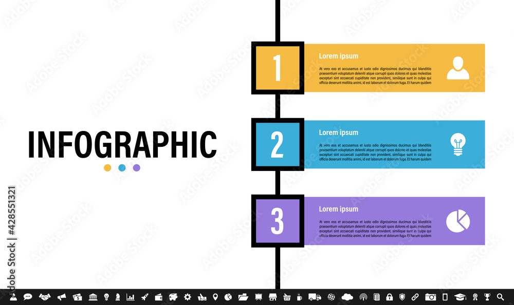 Wall mural infographic design business concept vector illustration with 3 steps or options or processes represe