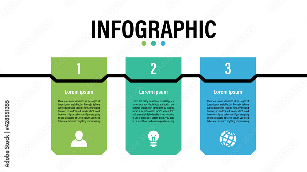 Wall mural Infographic design business concept vector illustration with 3 steps or options or processes represent work flow or diagram or web button banner