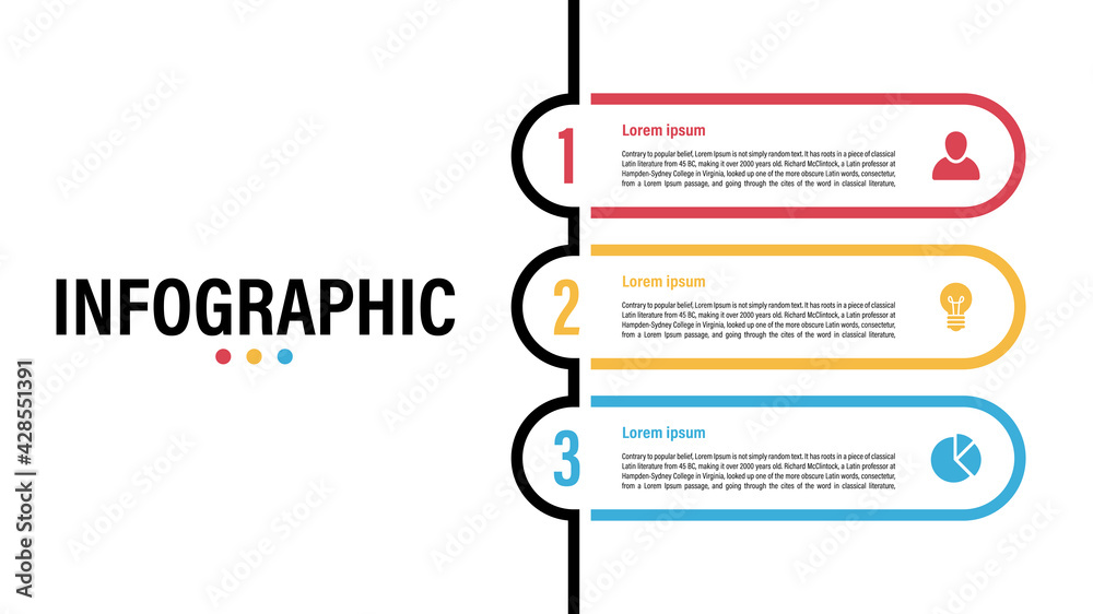 Wall mural infographic design business concept vector illustration with 3 steps or options or processes represe