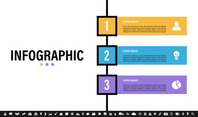 Infographic design business concept vector illustration with 3 steps or options or processes represent work flow or diagram or web button banner