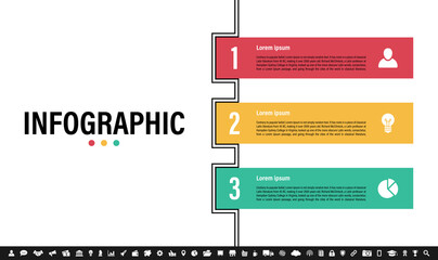 Infographic design business concept vector illustration with 3 steps or options or processes represent work flow or diagram or web button banner