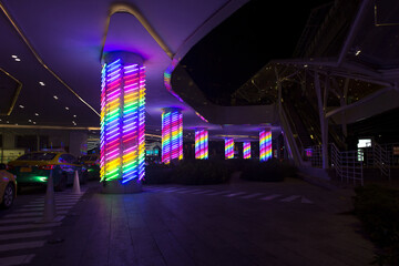 Color neon tube on black background