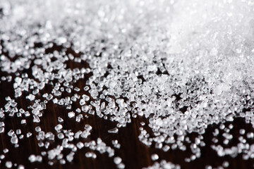 Close up of white sugar background. 
