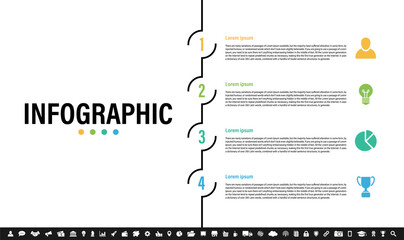 Infographic design business concept vector illustration with 4 steps or options or processes represent work flow or diagram or web button banner