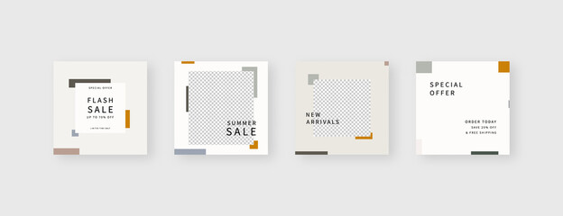 Social media template. Trendy editable social media post template. Mockup isolated. Template design. Vector illustration.