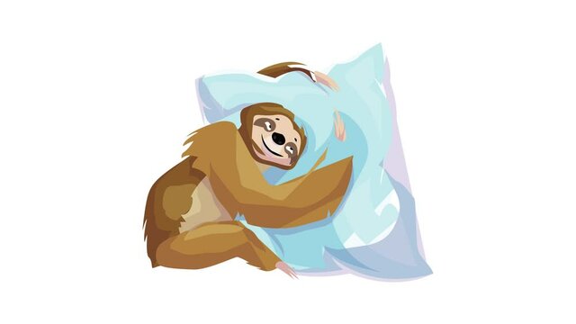 Sloth embrace pillow icon animation