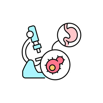 recommend clip art: Stomach cancer olor line icon. Pictogram for web page, mobile app, promo.