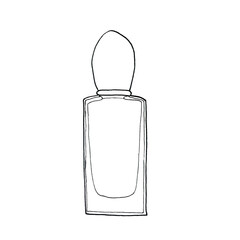 Parfume bottle sketch illustration. Isolated lineart perfume. Print for shirts, wallpaper, poster, cards, gift voucher