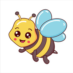 Cute cartoon bee. Funny mascot. Kids animal character. Vector illustration.