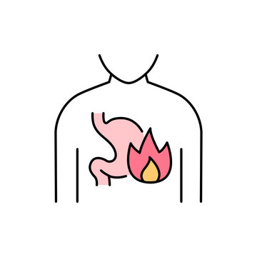 recommend clip art: Heartburn olor line icon. Pictogram for web page, mobile app, promo.