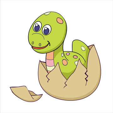 Cute cartoon baby dinosaur. Funny mascot. Vector animal character. Kids illustration.