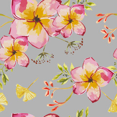 Hand drawn Flowers seamless pattern. vector design for fashion, fabric, wallpaper and all prints on background earth tone color.