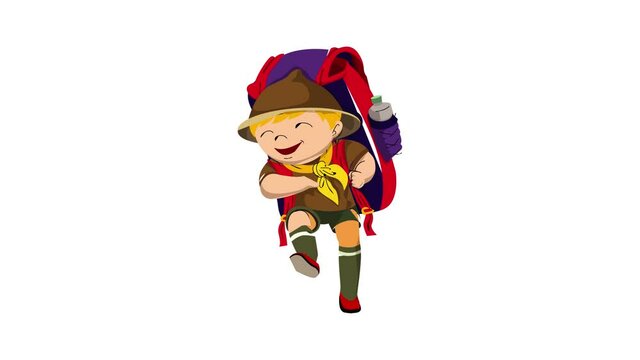 Happy scout walking icon animation