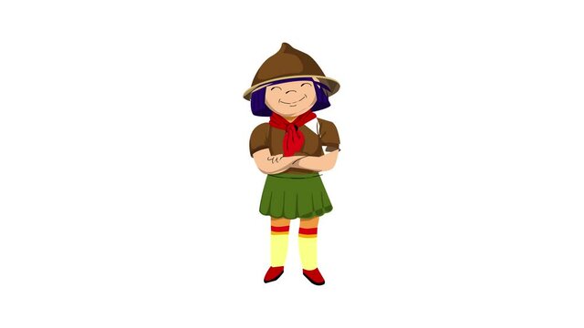 Smiling scout girl icon animation
