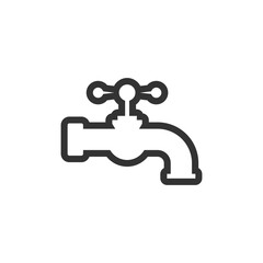 water tap with classic old valve. black icon isolated on white.