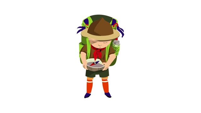 Scout hand compass icon animation
