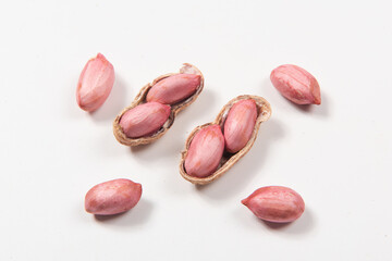 Raw fresh peanut isolated on white background