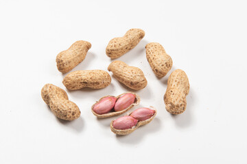 Raw fresh peanut isolated on white background