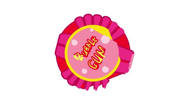 Pink bubble gum box icon animation