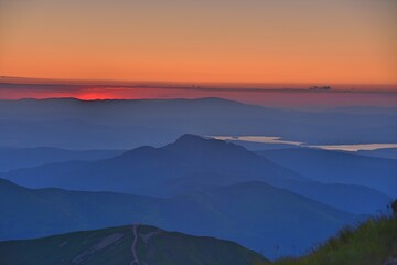 sunrise and sunset of the Western Tatras, Poland mountains, TPN, Malopolska,