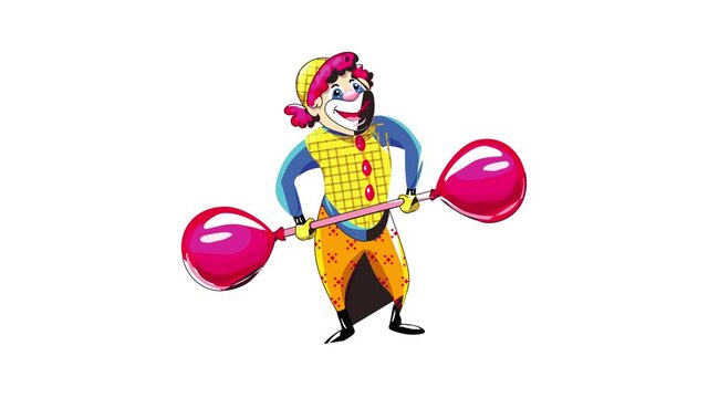 Clown balloon barbell icon animation
